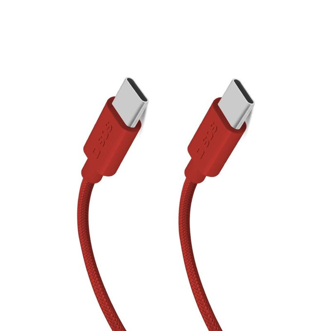 SBS - Câble USB-C/USB-C, 60W, PD, 1.5m, rouge