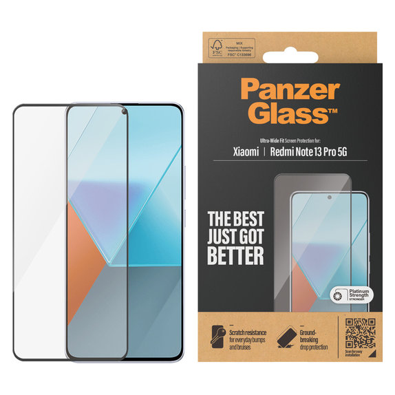 Verre trempé UWF pour Xiaomi Redmi Note 13 Pro 5G, Noir, PanzerGlass