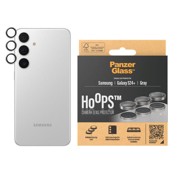 Protection d'objectif de caméra Hoops pour Samsung Galaxy S24+, Gris, PanzerGlass