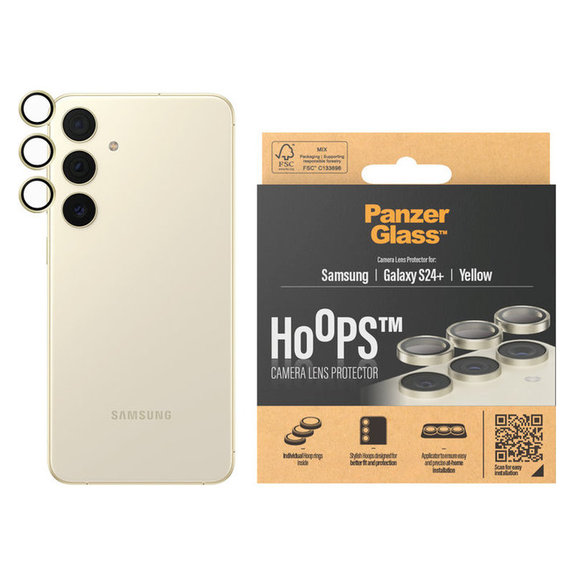 Protection d'objectif de caméra Hoops pour Samsung Galaxy S24+, Jaune, PanzerGlass