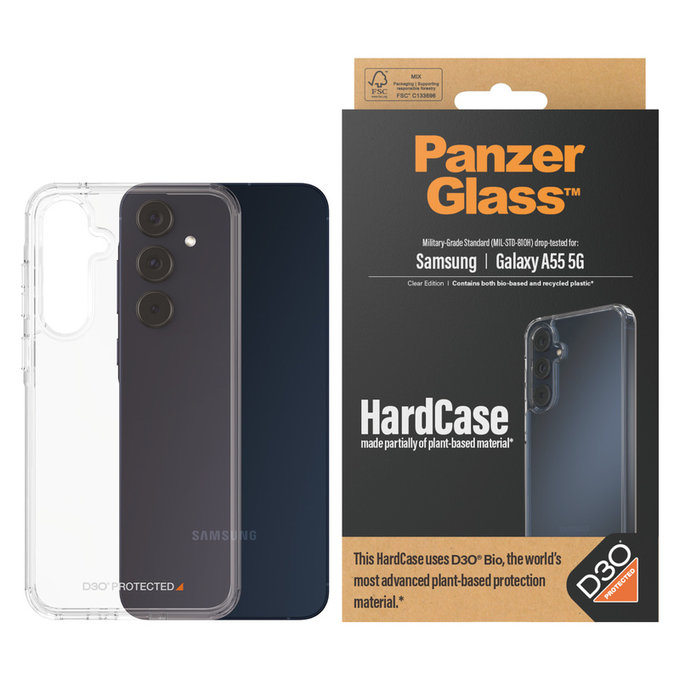 Étui HardCase D3O pour Samsung Galaxy A55 5G, Transparent, PanzerGlass