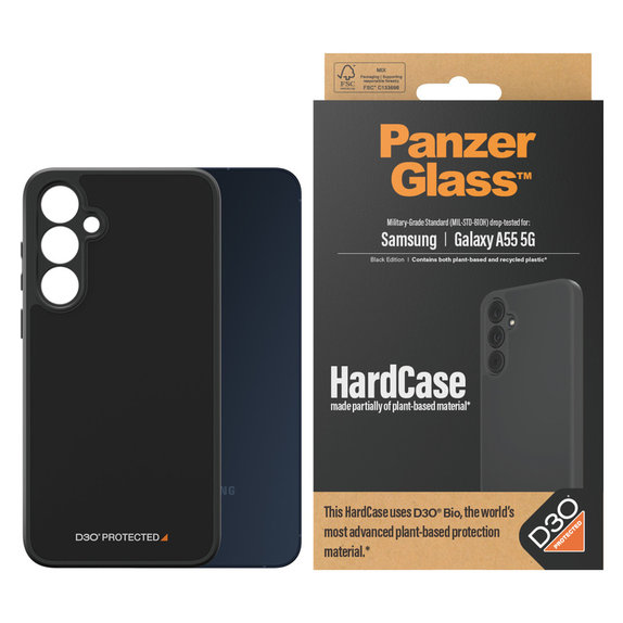 Étui HardCase D3O pour Samsung Galaxy A55 5G, Noir, PanzerGlass