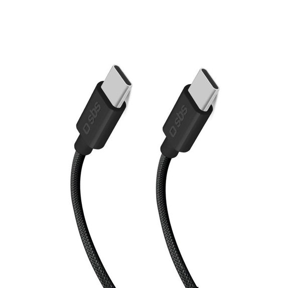 SBS - Câble tressé USB-C/USB-C, PD, 100W, 1.5m, noir