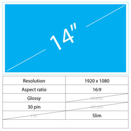 14 LCD Fin Brilliant 30 pin Full HD Sans supports