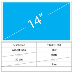 14 LCD Fin Mat 30 pin Full HD Sans supports