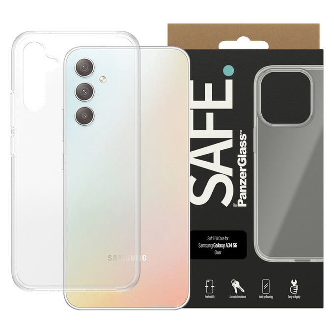 Étui TPU pour Samsung Galaxy A34 5G, Transparent, SAFE by PanzerGlass