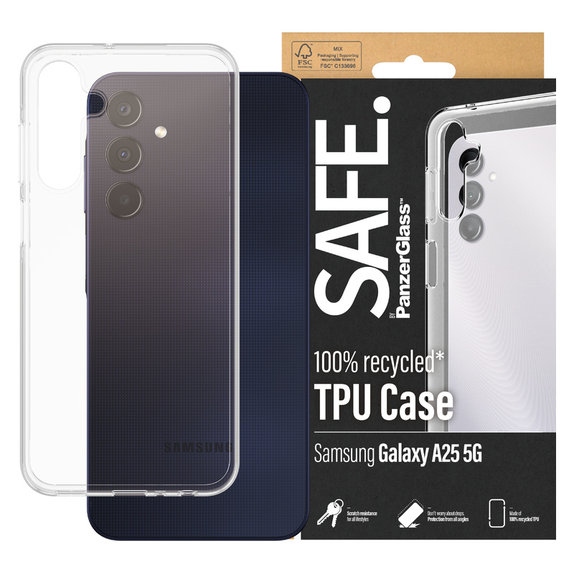 Étui TPU pour Samsung Galaxy A25 5G, Transparent, SAFE by PanzerGlass