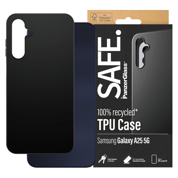 Étui TPU pour Samsung Galaxy A25 5G, Noir, SAFE by PanzerGlass