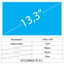 13.3 LCD Fin Mat 40 pin WXGA HD