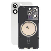 Apple iPhone 15 Pro - Verre du boîtier arrière + Verre de la caméra + Cadre en métal + Aimant MagSafe (White Titanium)