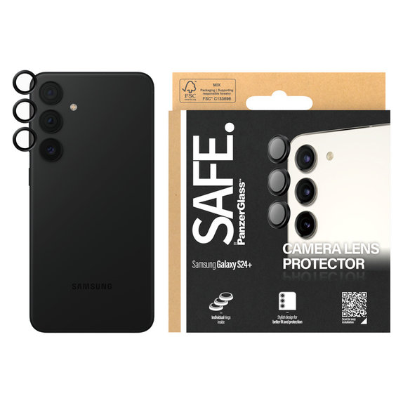 Protection d'objectif de caméra pour Samsung Galaxy S24+, Noir, SAFE by PanzerGlass