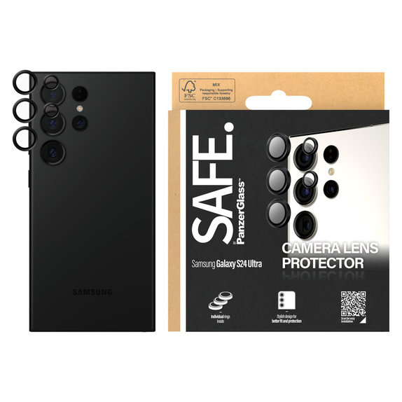 Protection d'objectif de caméra pour Samsung Galaxy S24 Ultra, Noir, SAFE by PanzerGlass