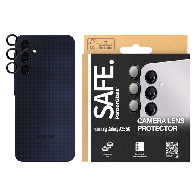 Protection d'objectif de caméra pour Samsung Galaxy A25 5G, Noir, SAFE by PanzerGlass