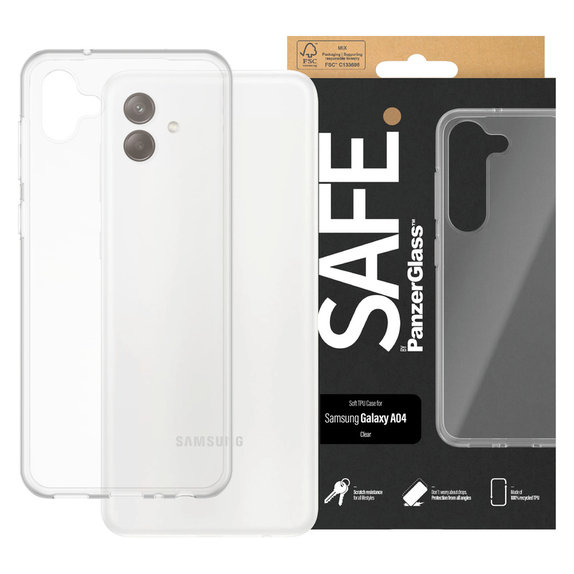 Étui TPU pour Samsung Galaxy A04, Transparent, SAFE by PanzerGlass