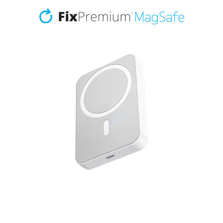 FixPremium - MagSafe PowerBank avec Support 5000mAh, blanc