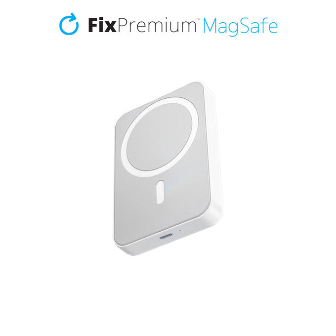FixPremium - MagSafe PowerBank avec Support 5000mAh, blanc