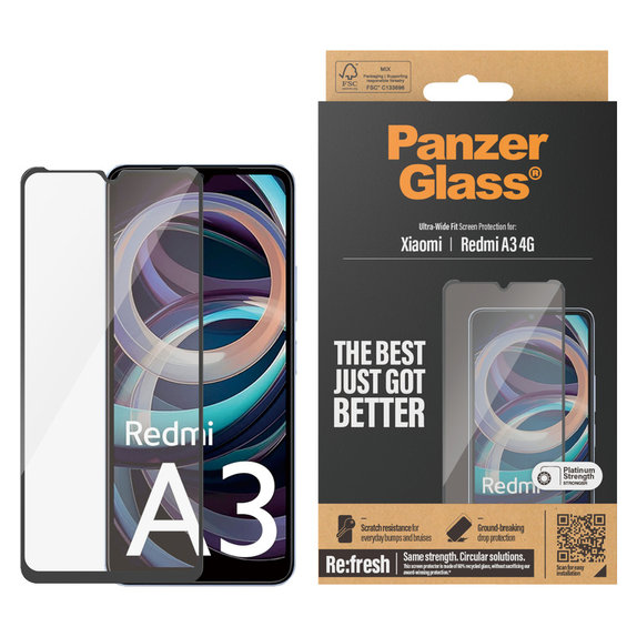 Verre trempé UWF AB pour Xiaomi Redmi A3, Čierne, PanzerGlass