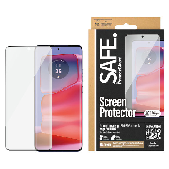 Verre trempé UWF pour Motorola Edge 50 Pro, Noir, SAFE by PanzerGlass