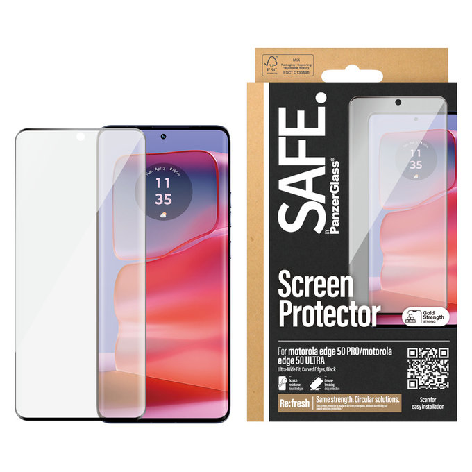 Verre trempé UWF pour Motorola Edge 50 Pro, Noir, SAFE by PanzerGlass