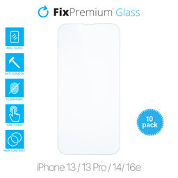 FixPremium Glass - Verre trempé pour iPhone 13, 13 Pro, 14 et 16e (10 Pack)