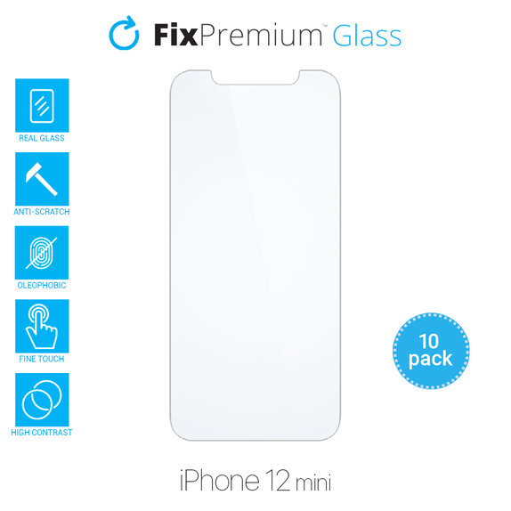 FixPremium Glass - Verre Trempé pour iPhone 12 mini (10 Pack)