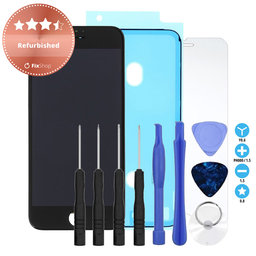 Apple iPhone 8, SE (2020), SE (2022) - Écran LCD + Écran tactile + Cadre (Noir) Refurbished + Adhésif pour LCD + Verre trempé + Kit d'outils - Multipack