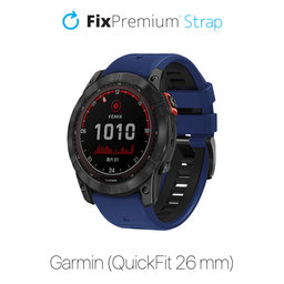 FixPremium - Bracelet silicone bicolore pour Garmin (QuickFit 26mm), bleu