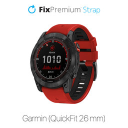 FixPremium - Bracelet silicone bicolore pour Garmin (QuickFit 26mm), rouge