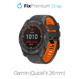 FixPremium - Bracelet silicone bicolore pour Garmin (QuickFit 26mm), gris