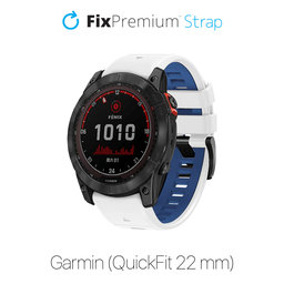 FixPremium - Bracelet silicone bicolore pour Garmin (QuickFit 22mm), blanc