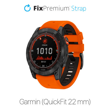 FixPremium - Bracelet silicone bicolore pour Garmin (QuickFit 22mm), orange