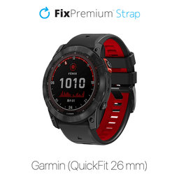 FixPremium - Bracelet silicone bicolore pour Garmin (QuickFit 26mm), noir