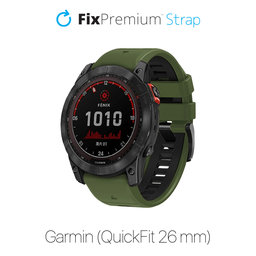 FixPremium - Bracelet silicone bicolore pour Garmin (QuickFit 26mm), vert foncé