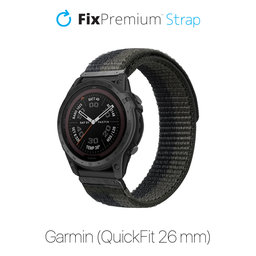 FixPremium - Sangle en nylon pour Garmin (QuickFit 26mm), gris noir