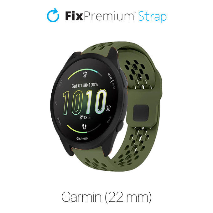 FixPremium - Sangle universelle en silicone pour Garmin (22mm), vert