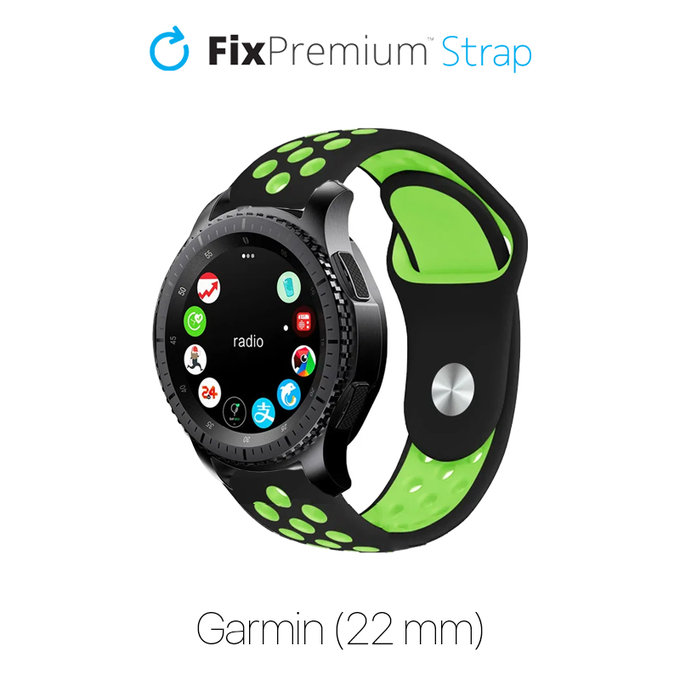 FixPremium - Bracelet sportif en silicone pour Garmin (22mm), noir