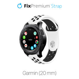 FixPremium - Bracelet sportif en silicone pour Garmin (20mm), blanc