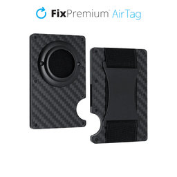 FixPremium - Portefeuille AirTag Carbon avec sangle, noir