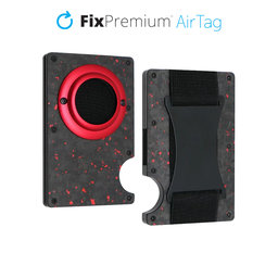 FixPremium - Portefeuille AirTag Carbon avec sangle, rouge