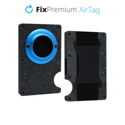 FixPremium - Portefeuille AirTag Carbon avec sangle, bleu