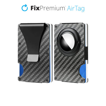 FixPremium - Portefeuille AirTag Carbon avec clip, noir