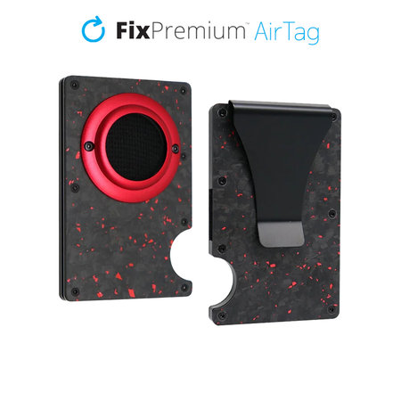 FixPremium - Portefeuille AirTag Carbon avec clip, rouge