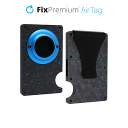 FixPremium - Portefeuille AirTag Carbon avec clip, bleu