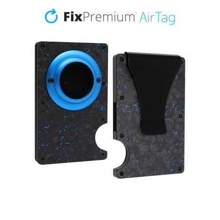 FixPremium - Portefeuille AirTag Carbon avec clip, bleu