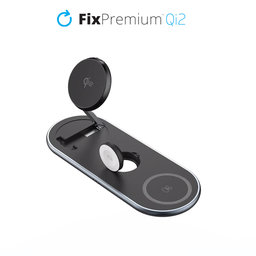 FixPremium - Support de chargement avec Qi2 pour iPhone, Apple Watch a AirPods, noir