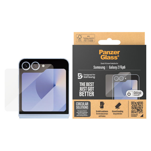 Verre trempé Classic Fit pour Samsung Galaxy Z Flip6, Clair, PanzerGlass