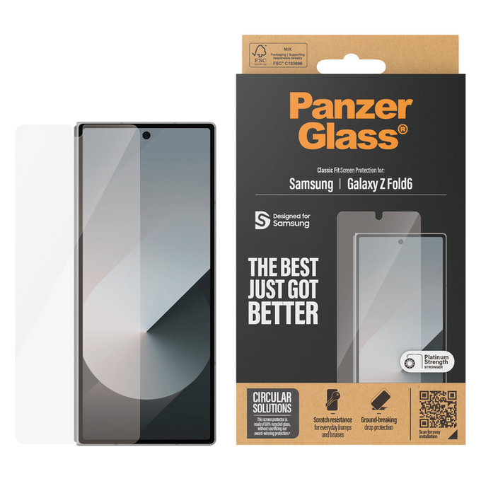 Verre trempé Classic Fit pour Samsung Galaxy Z Fold6, Clair, PanzerGlass