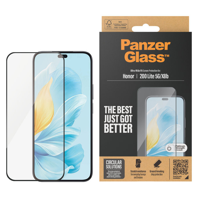Verre trempé UWF pour Honor 200 Lite, Noir, PanzerGlass