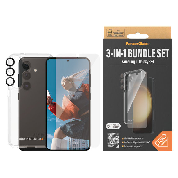 Bundle Hoops + Verre trempé UWF + Hard Case D3O pour Samsung Galaxy S24, PanzerGlass