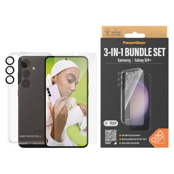 Bundle Hoops + Verre trempé UWF + Hard Case D3O pour Samsung Galaxy S24+, PanzerGlass